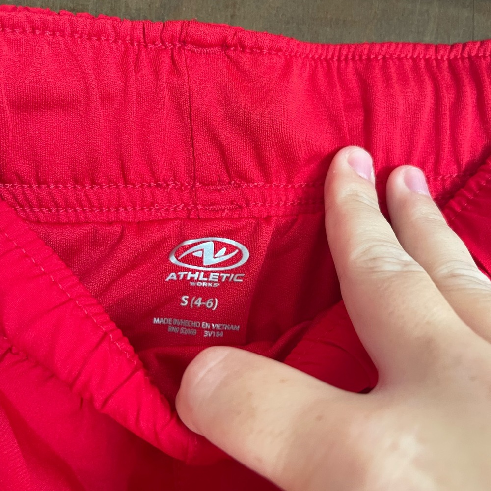 Red running shorts
